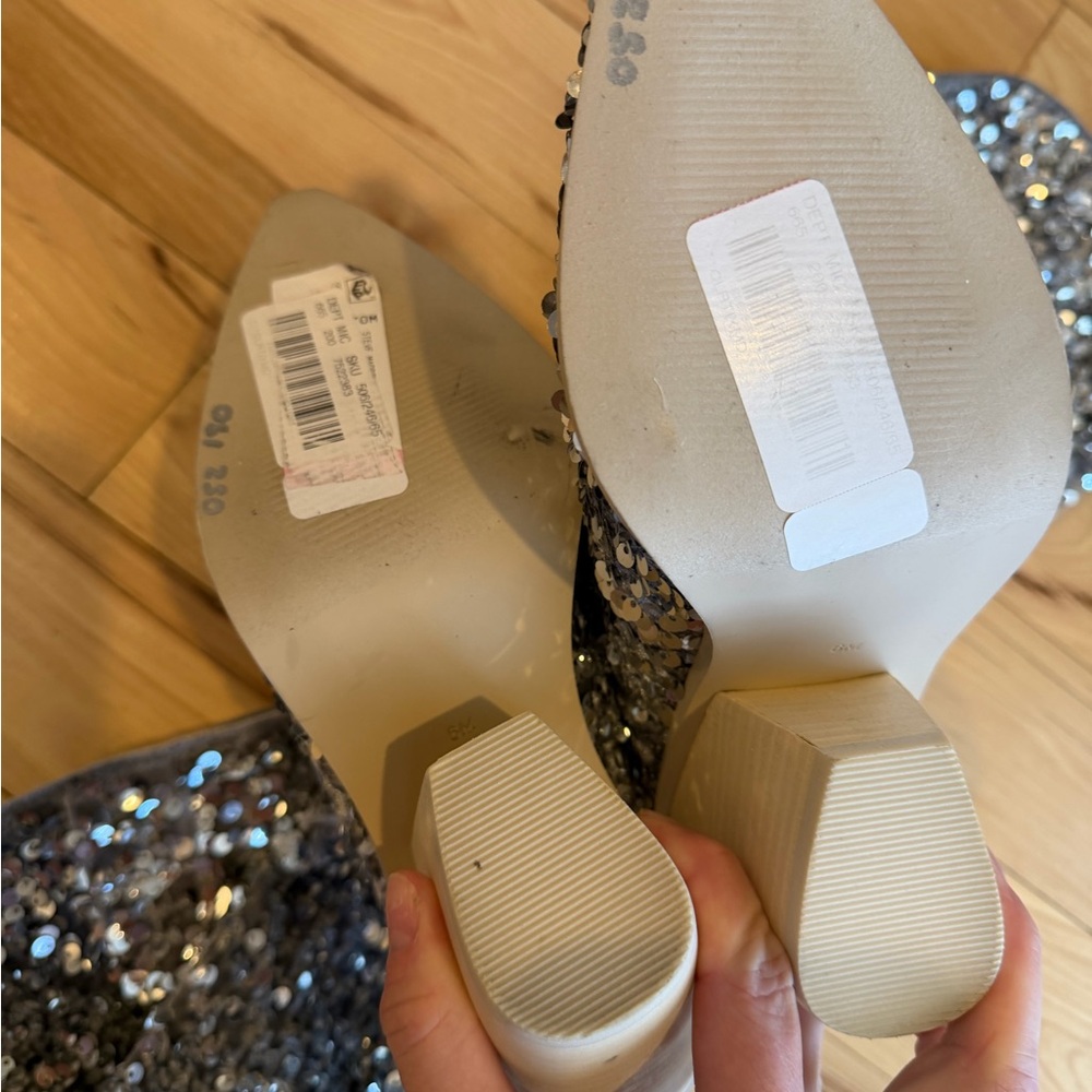 Steve Madden hi heel Boots Tyrus silver Sequin - size 6! NEW! - Picture 8 of 9